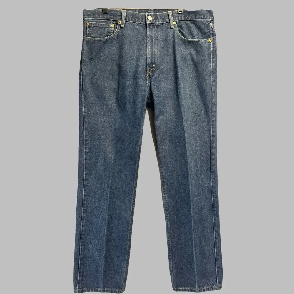 Levis 505 Regular Fit‎ Straight Leg Jeans Mens 38x32 Blue Rigid Denim Classic